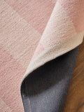 Pink bold stripe woven rug, wool and cotton - British product