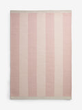 Pink bold stripe woven rug, wool and cotton - British product