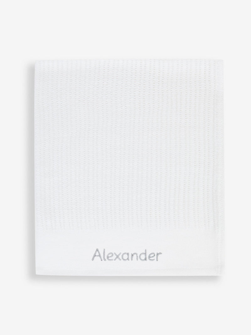 JoJo Maman Bébé personalised woven cellular blanket 75x90cm, imported from the UK