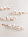 White Pearl Effect hair slides 4-pack, recycled materials - British product