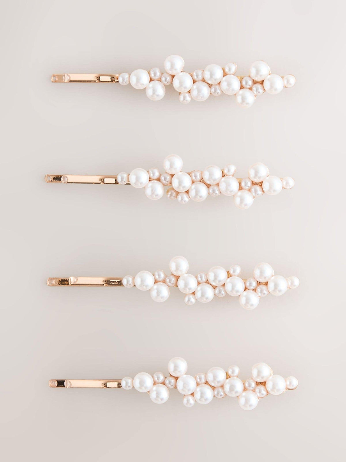 White Pearl Effect hair slides 4-pack, recycled materials - British product