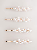 White Pearl Effect hair slides 4-pack, recycled materials - British product