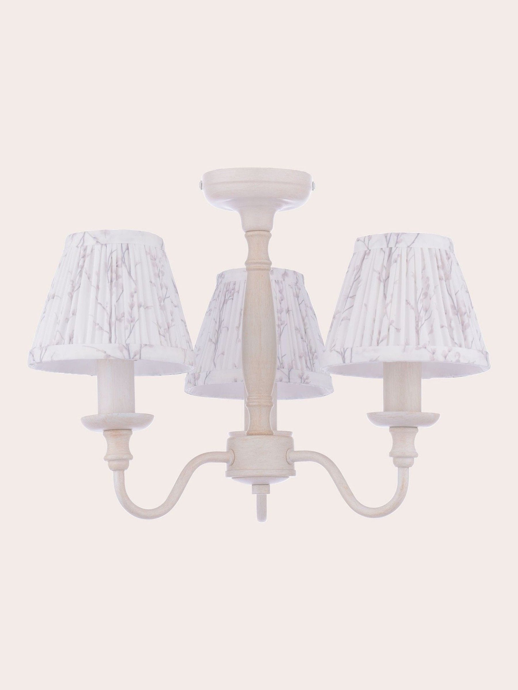 Laura Ashley white pussy willow 3 light semi flush ceiling light - British product