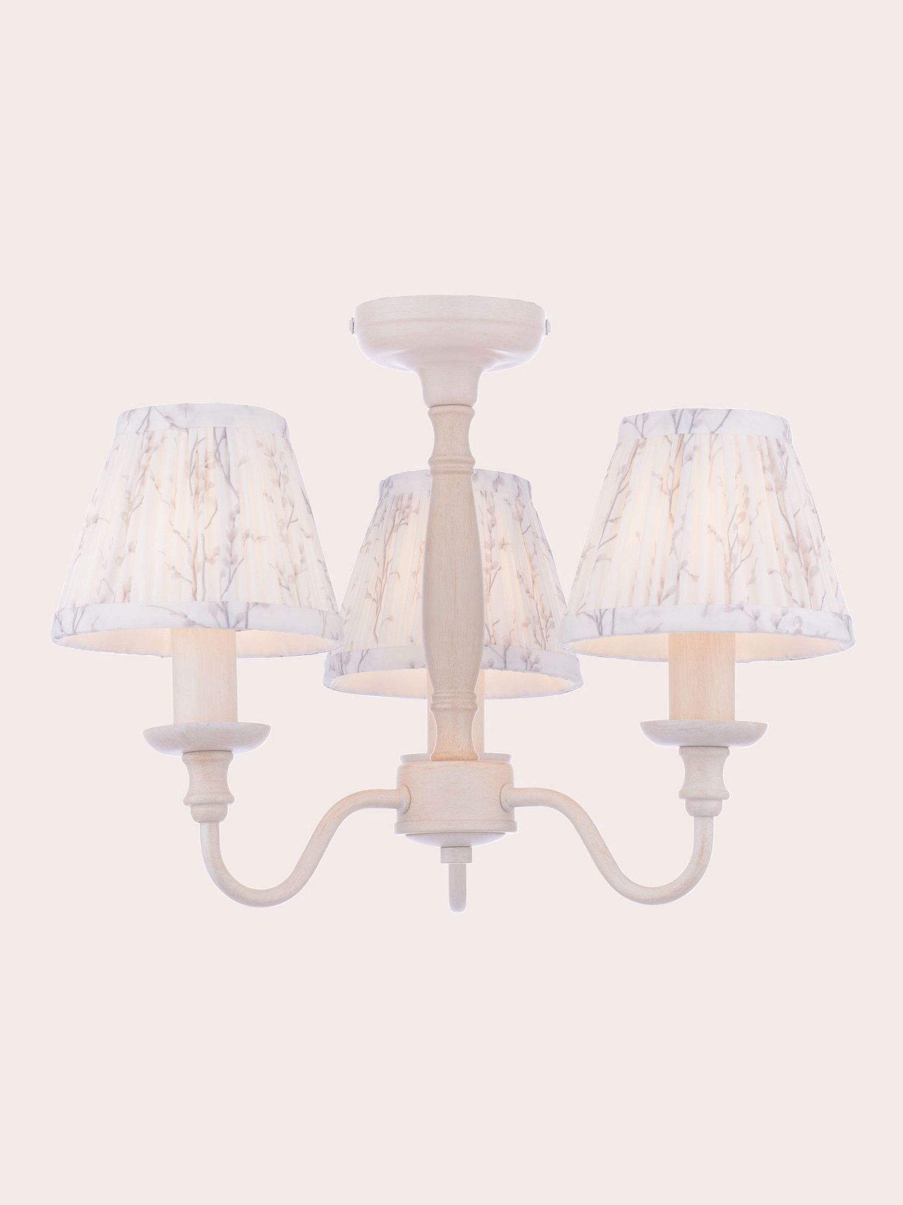 Laura Ashley white pussy willow 3 light semi flush ceiling light - British product