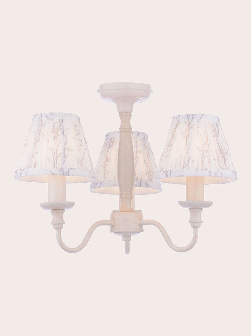 Laura Ashley white pussy willow 3 light semi flush ceiling light - British product
