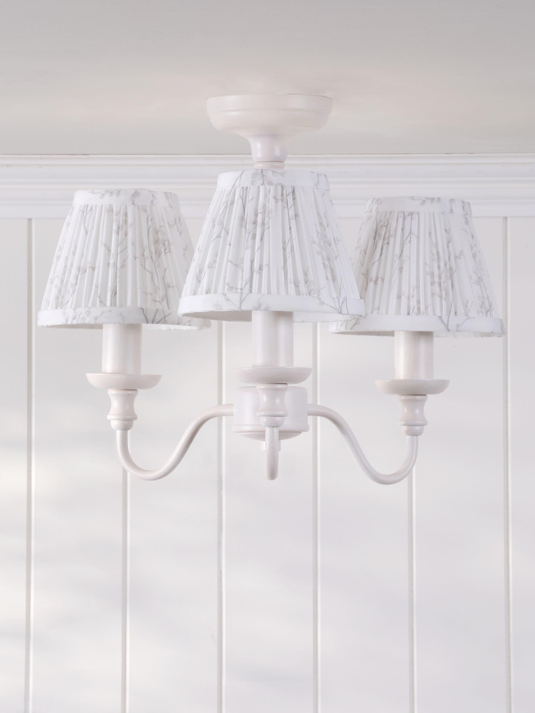 Laura Ashley white pussy willow 3 light semi flush ceiling light - British product