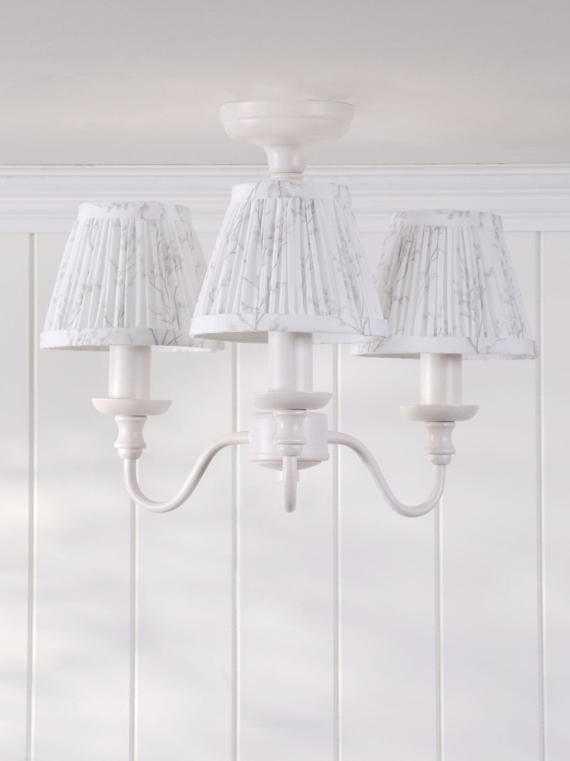 Laura Ashley white pussy willow 3 light semi flush ceiling light - British product