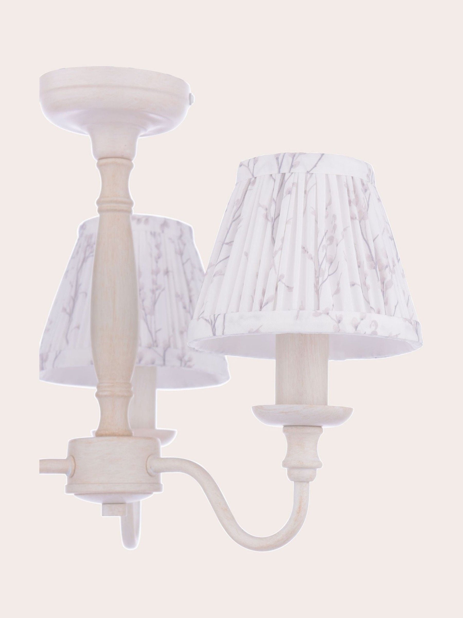 Laura Ashley white pussy willow 3 light semi flush ceiling light - British product