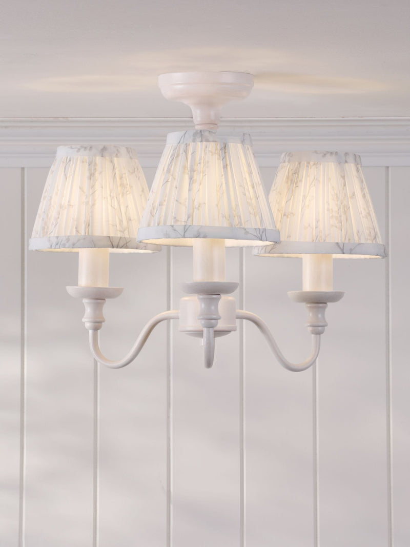 Laura Ashley white pussy willow 3 light semi flush ceiling light - British product