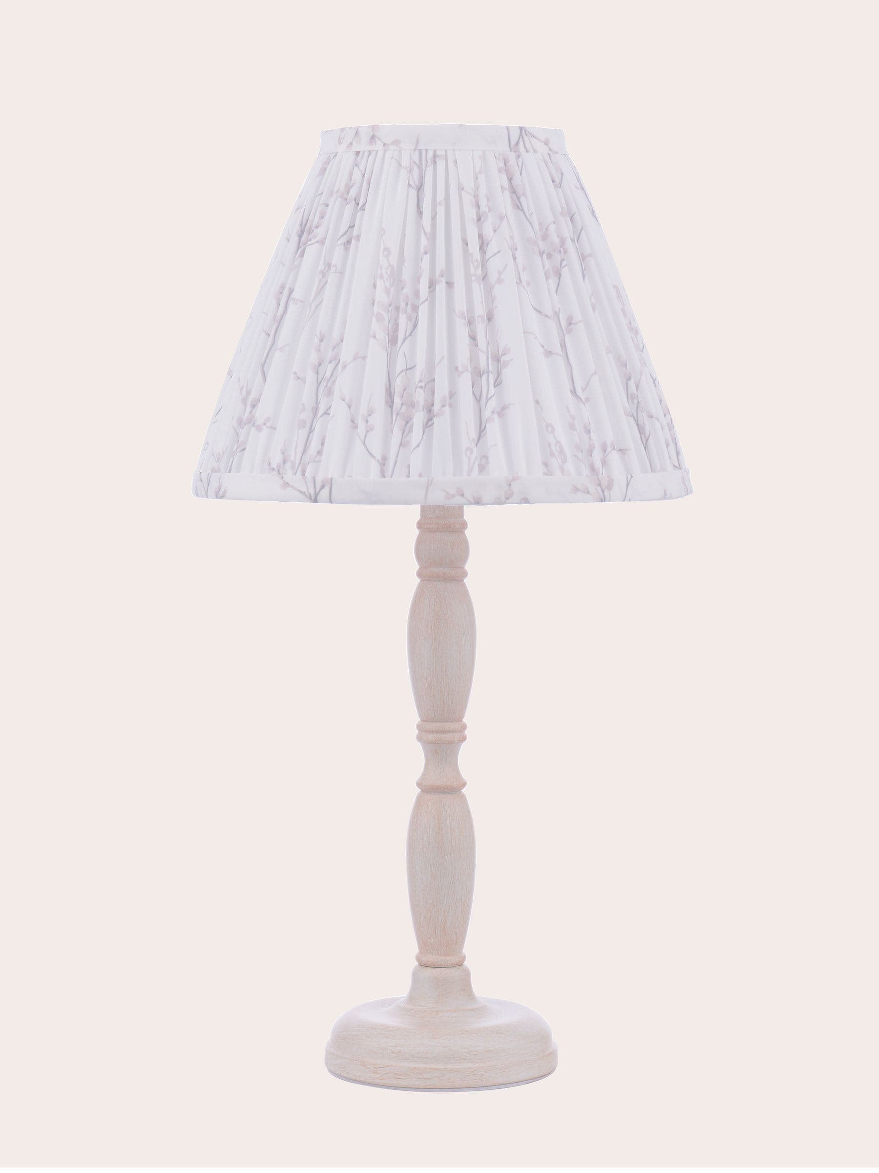 Laura Ashley white pussy willow table lamp, UK version