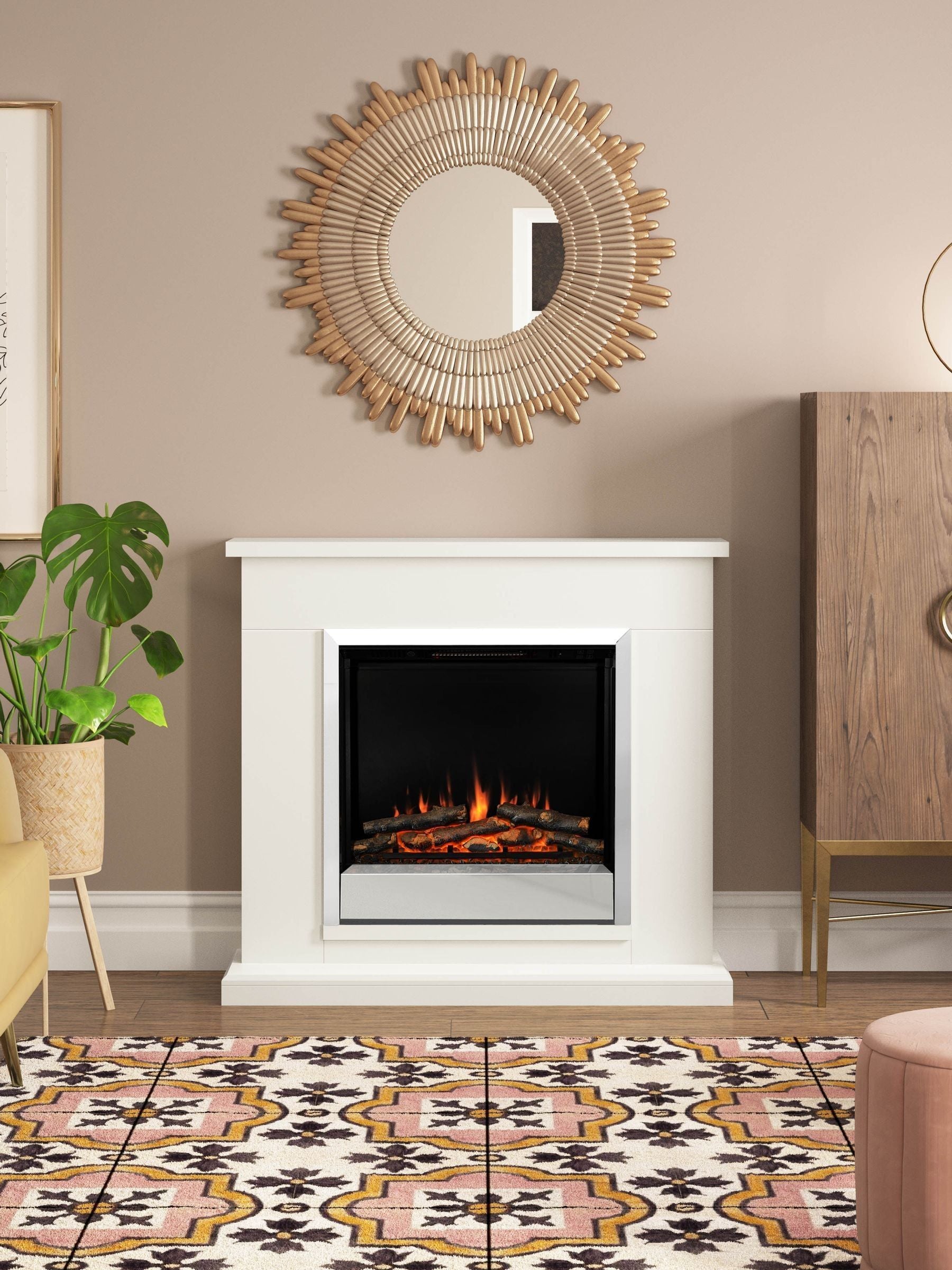 Be Modern Elsham complete electric fireplace soft white, UK version