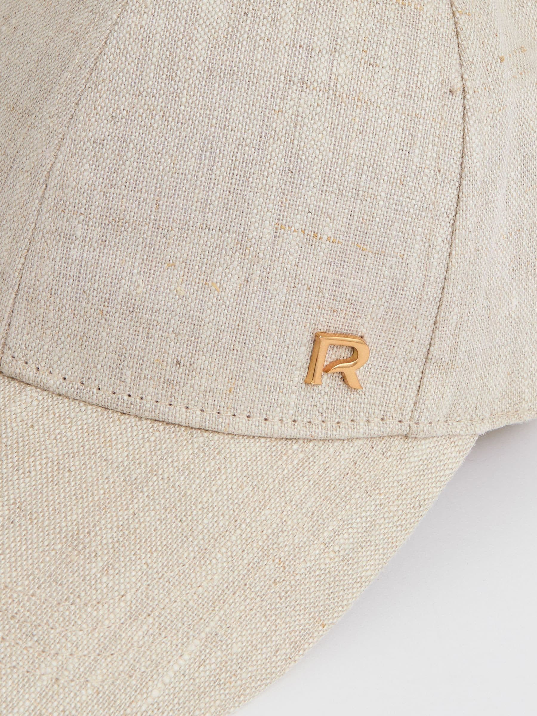 Reiss linen baseball cap with gold-tone R logo, UK version