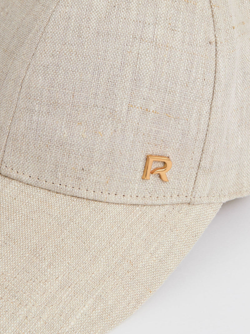 Reiss linen baseball cap with gold-tone R logo, UK version