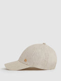 Reiss linen baseball cap with gold-tone R logo, UK version