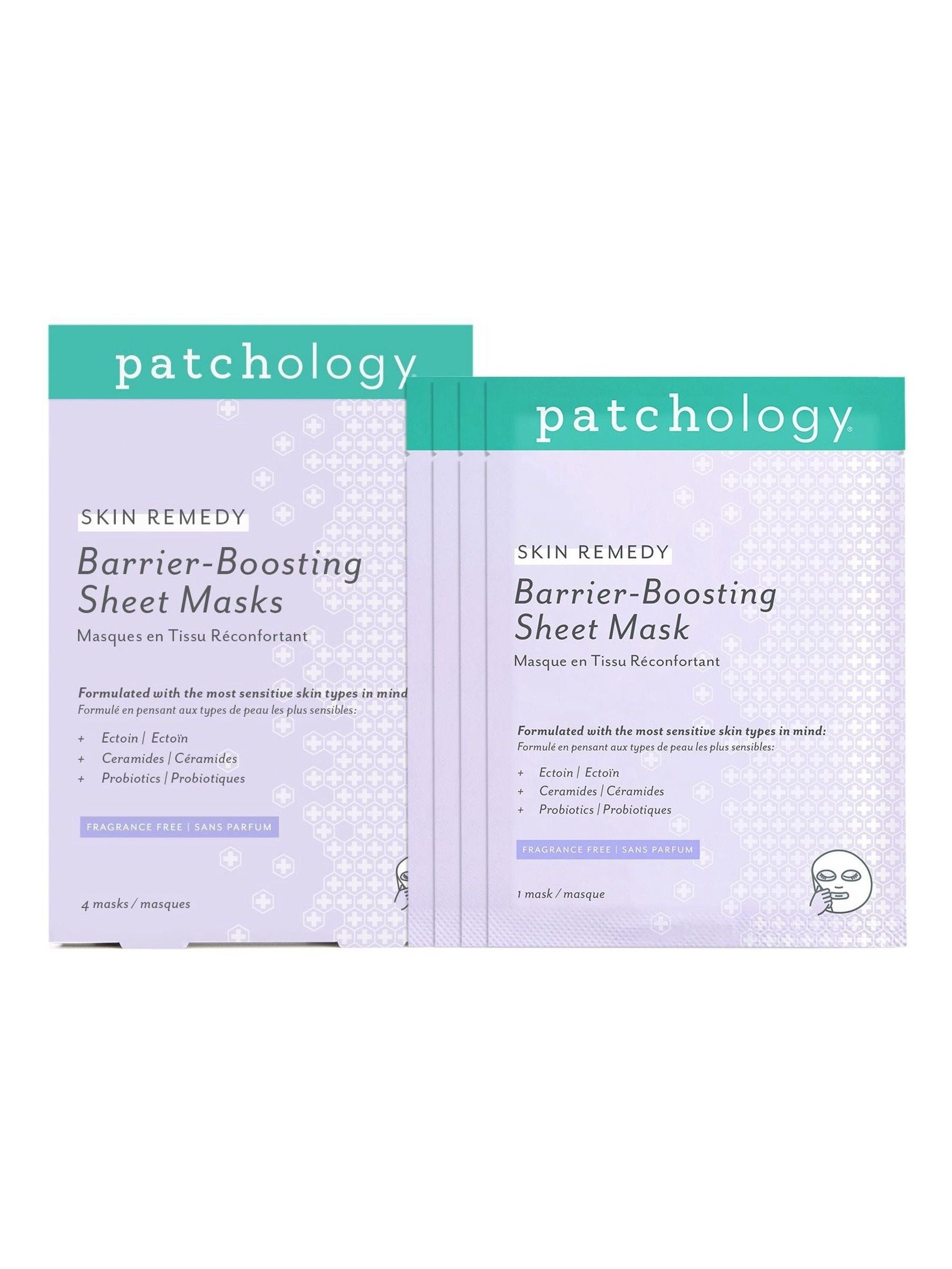 Patchology Skin Remedy Barrier Boosting Sheet Mask 4 Pack, imported from the UK