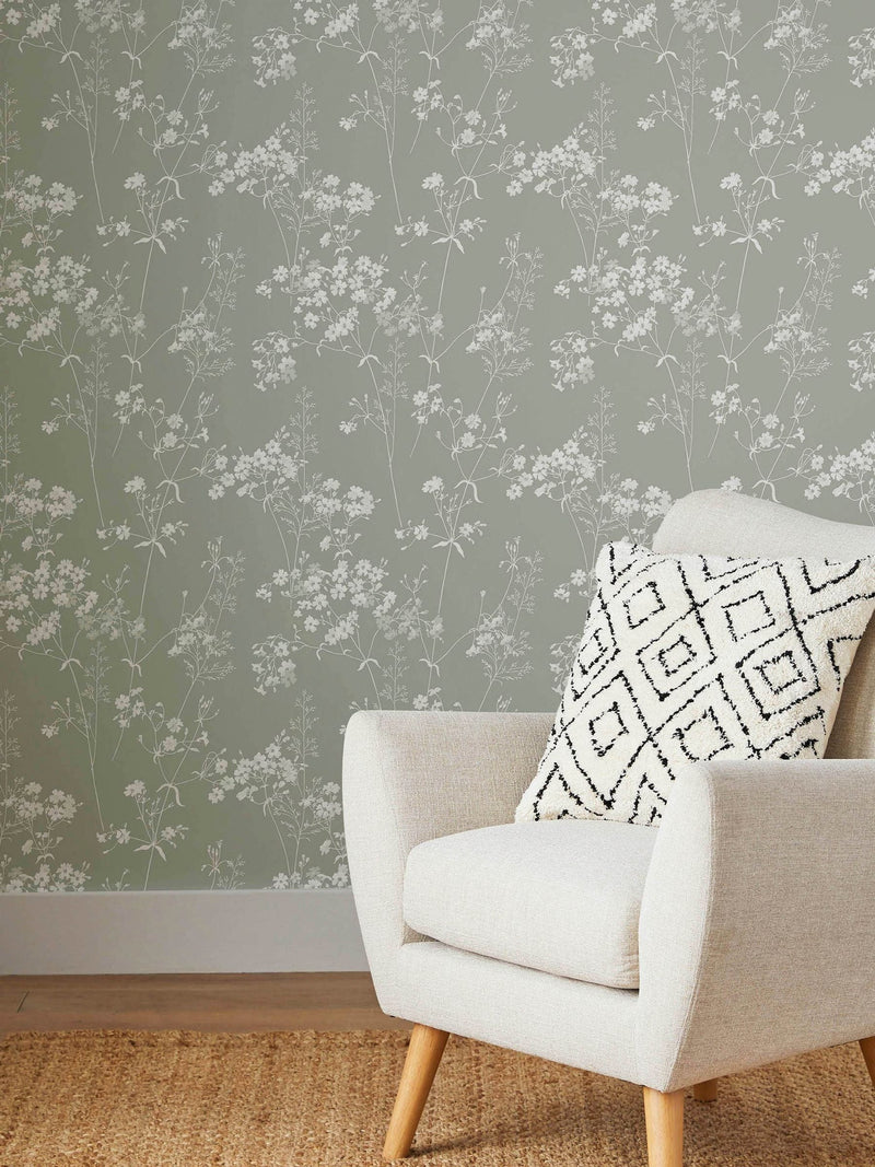 Sage Leaf wallpaper sample A4, imported from the UK