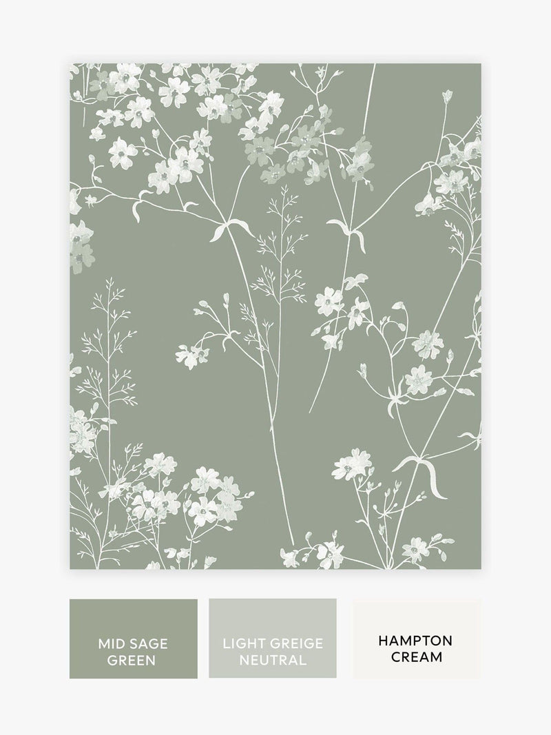 Sage Leaf wallpaper sample A4, imported from the UK
