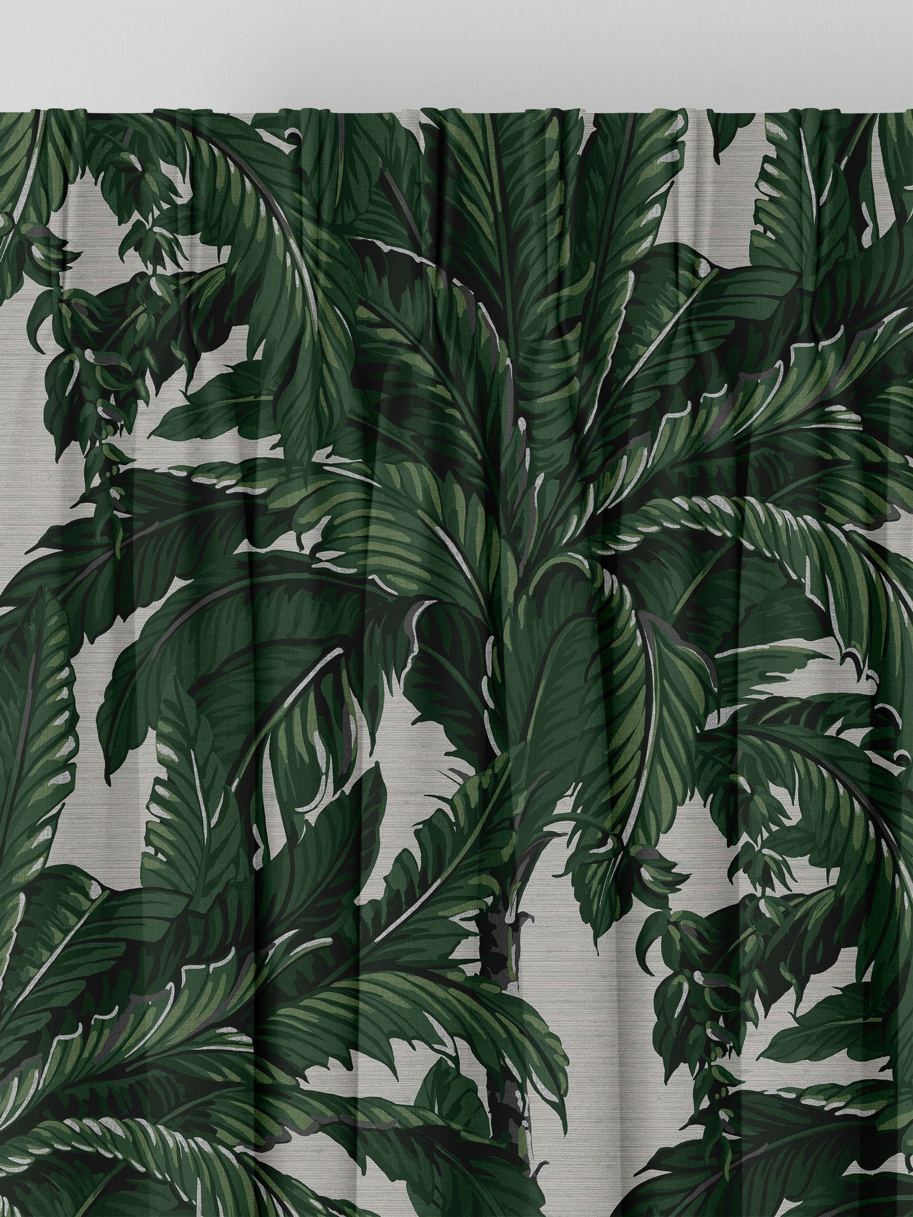 Graham & Brown Daintree Palm curtains pearl white, imported from the UK