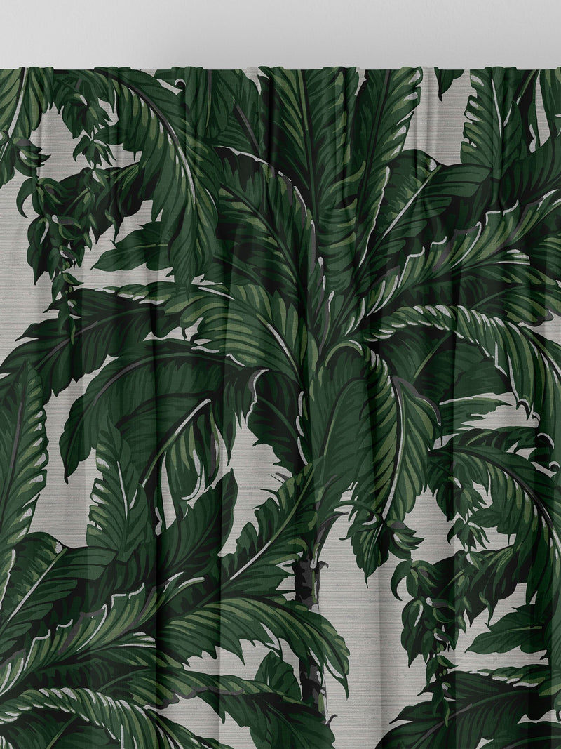Graham & Brown Daintree Palm curtains pearl white, imported from the UK