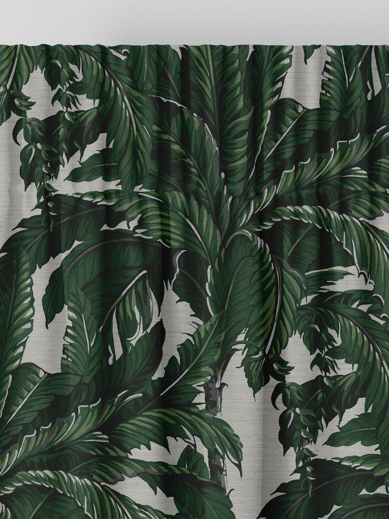 Graham & Brown Daintree Palm curtains pearl white, imported from the UK