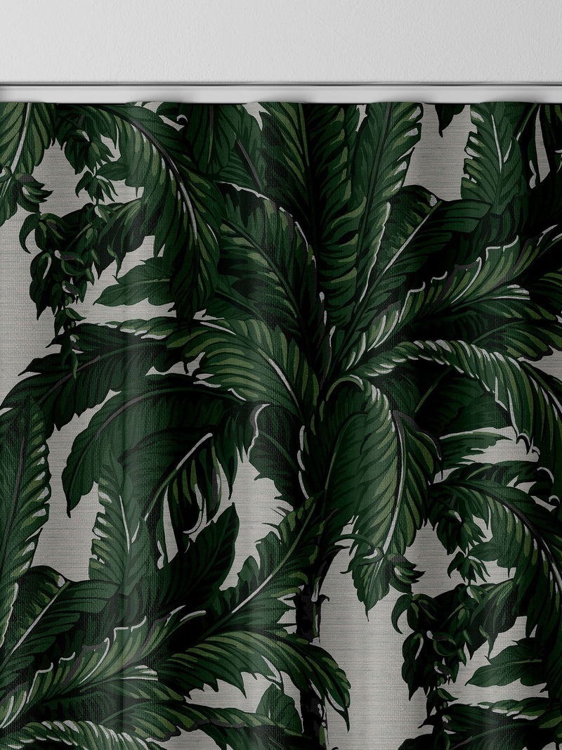 Graham & Brown Daintree Palm curtains pearl white, imported from the UK