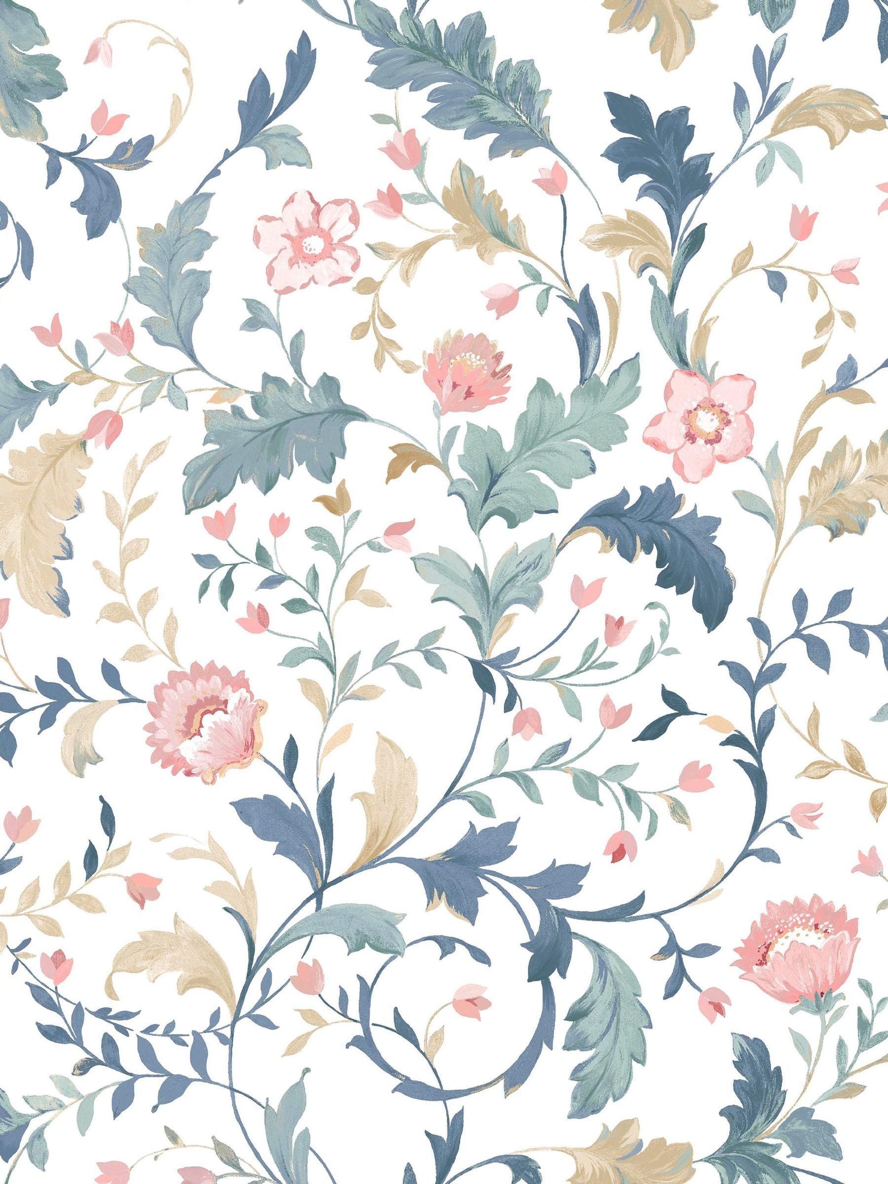 Laura Ashley Blue Litton wallpaper in arts and crafts style - British product