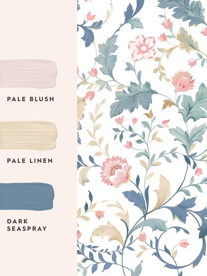 Laura Ashley Blue Litton wallpaper in arts and crafts style - British product