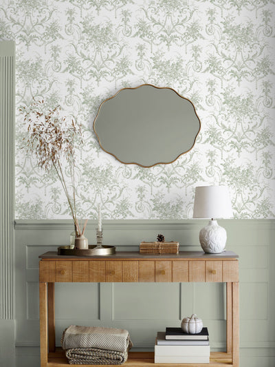 Next Laura Ashley Green Tuilieries Wallpaper 10M- Buy online at McGrocer