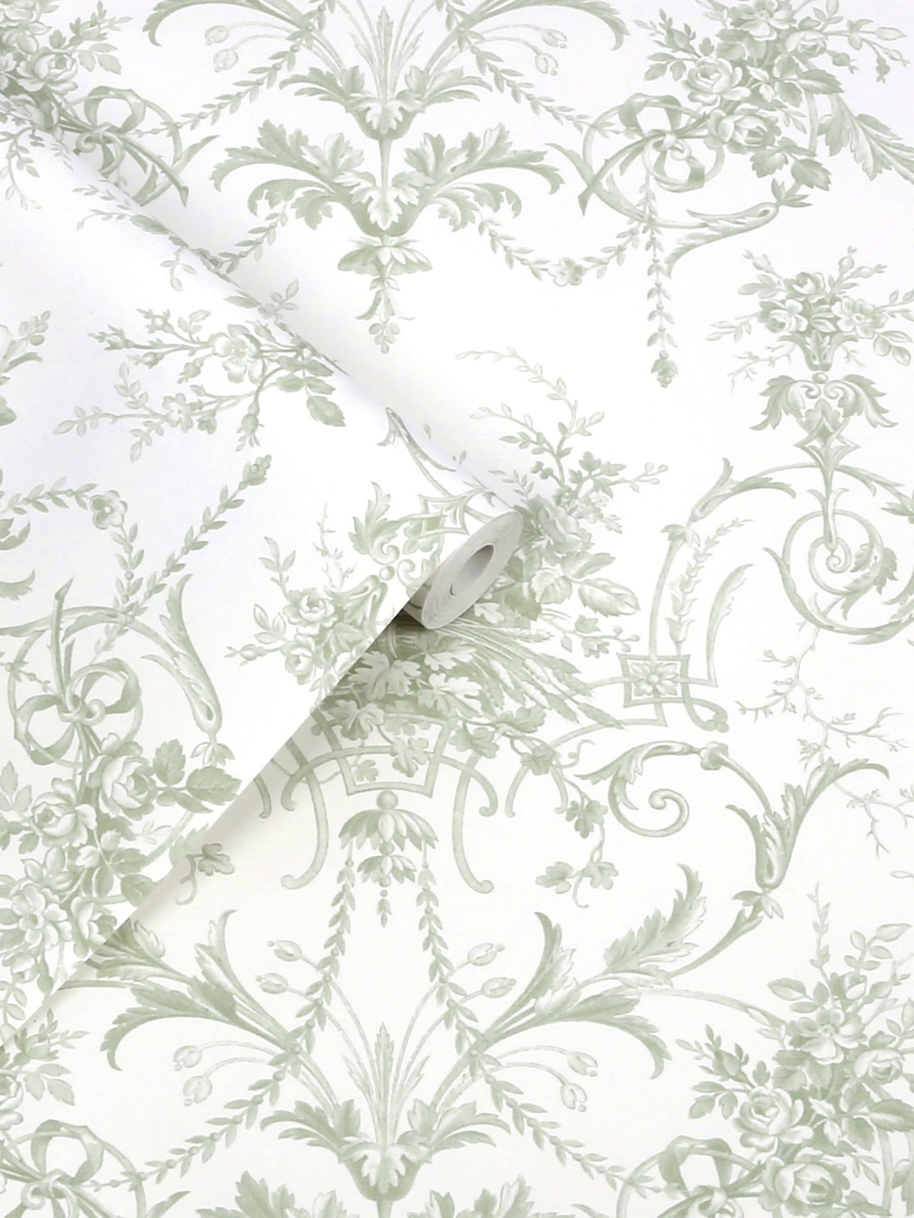 Laura Ashley Tuileries green wallpaper 10m roll, UK version
