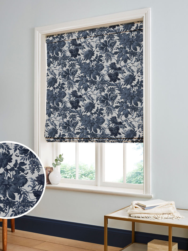 Graham & Brown Enzia roman blind ink blue - British product