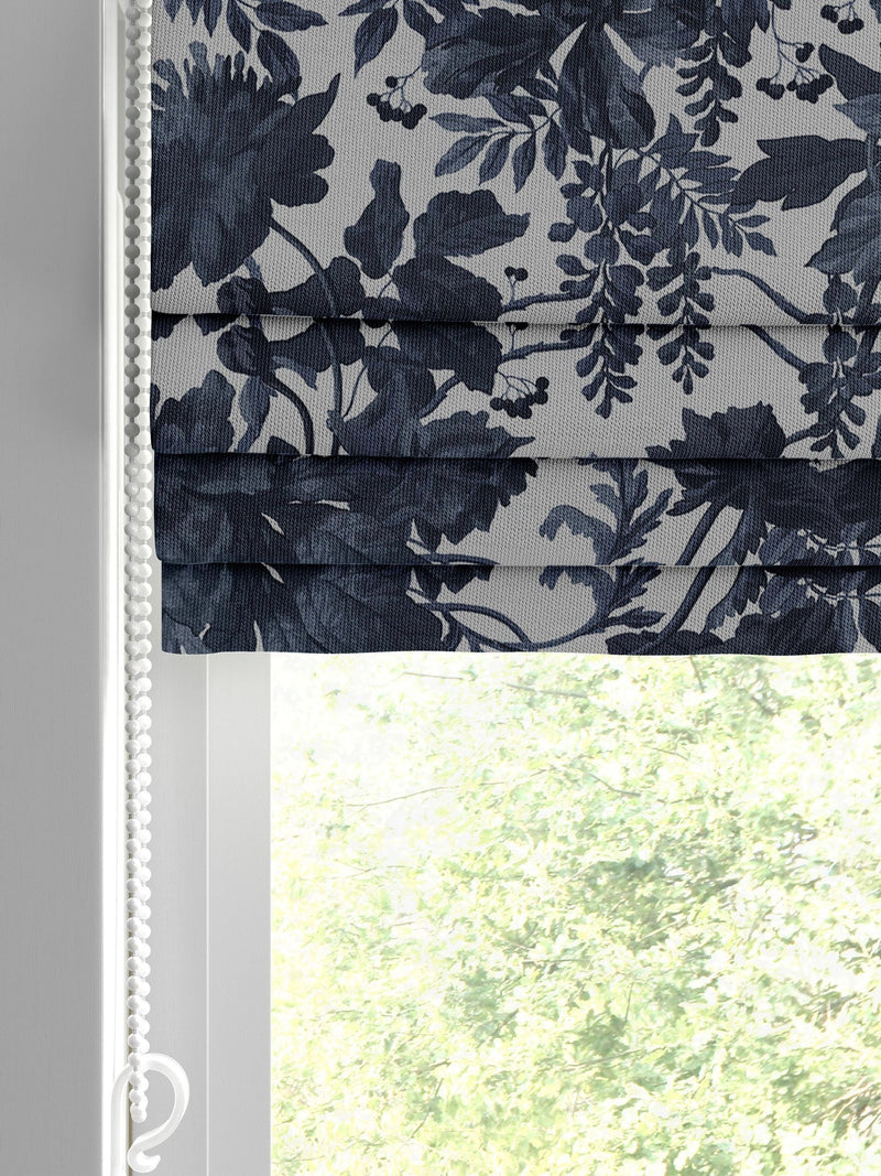Graham & Brown Enzia roman blind ink blue - British product