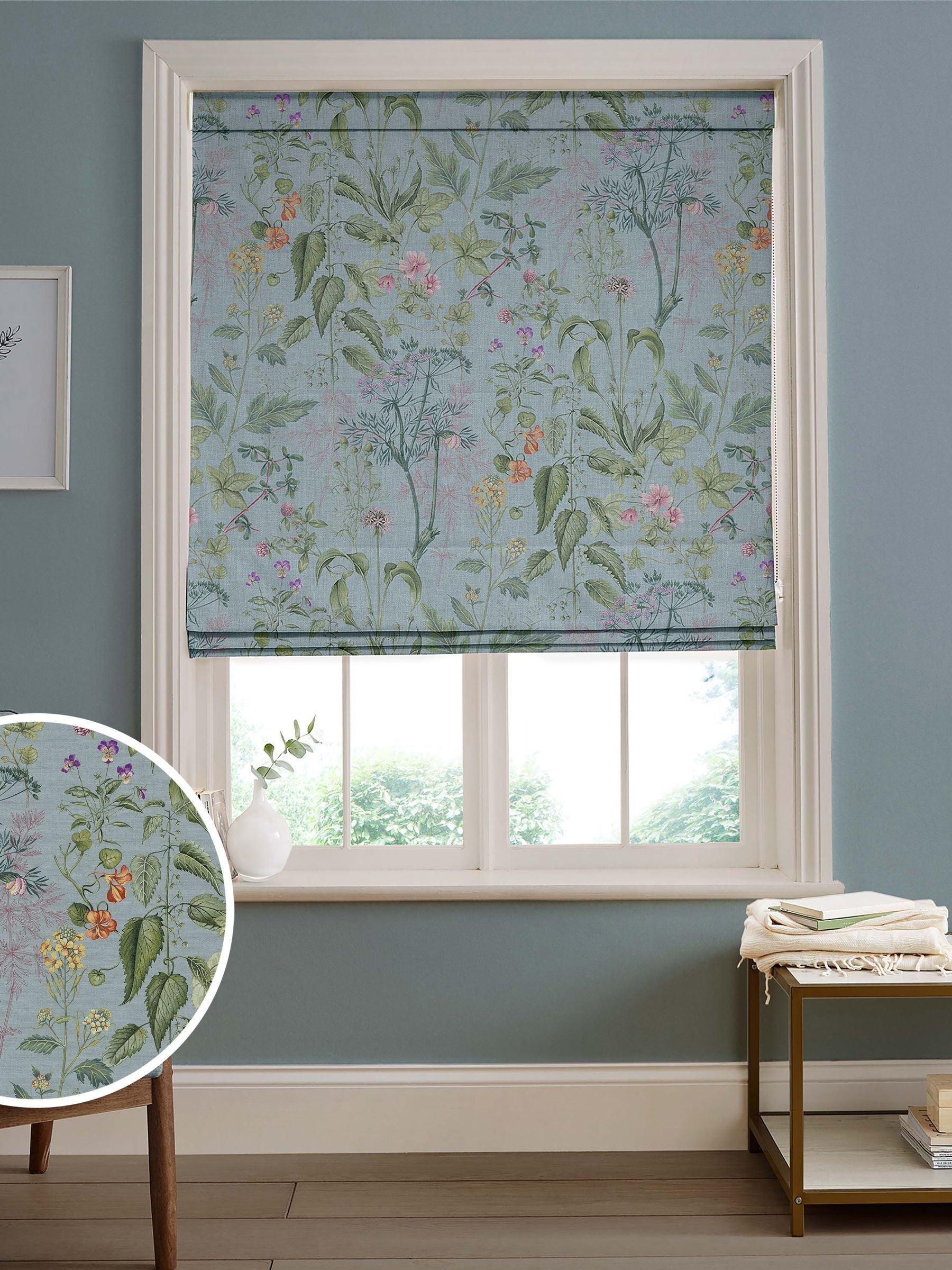 Graham & Brown Edulis sky blue roman blind, UK version