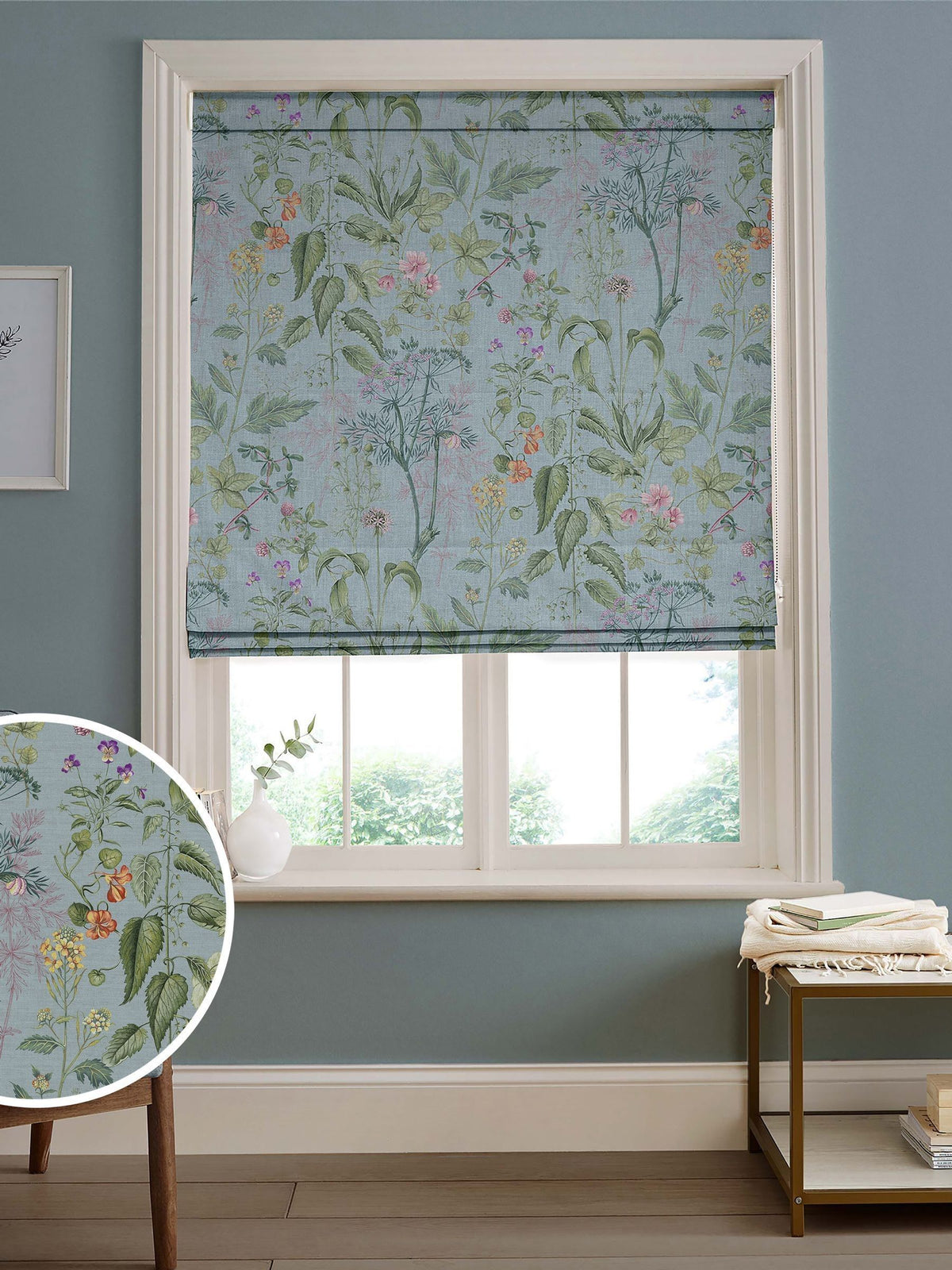 Graham & Brown Edulis sky blue roman blind, UK version