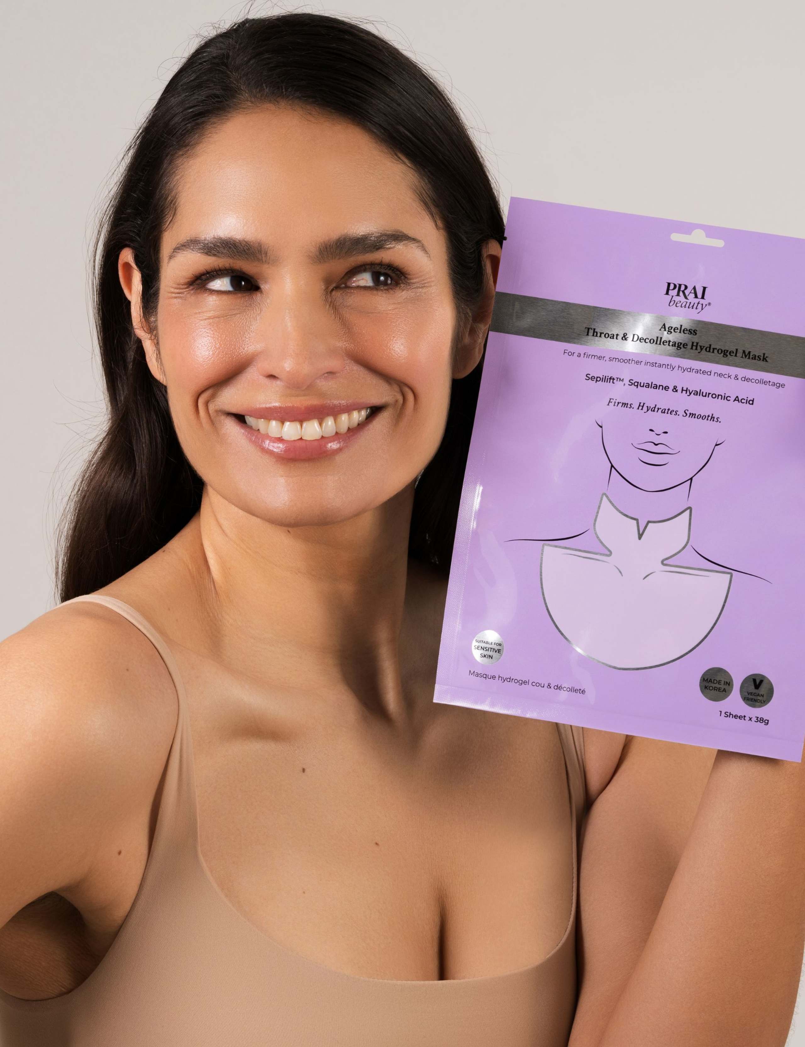 Ageless throat and decolletage hydrogel mask 3-pack - British product