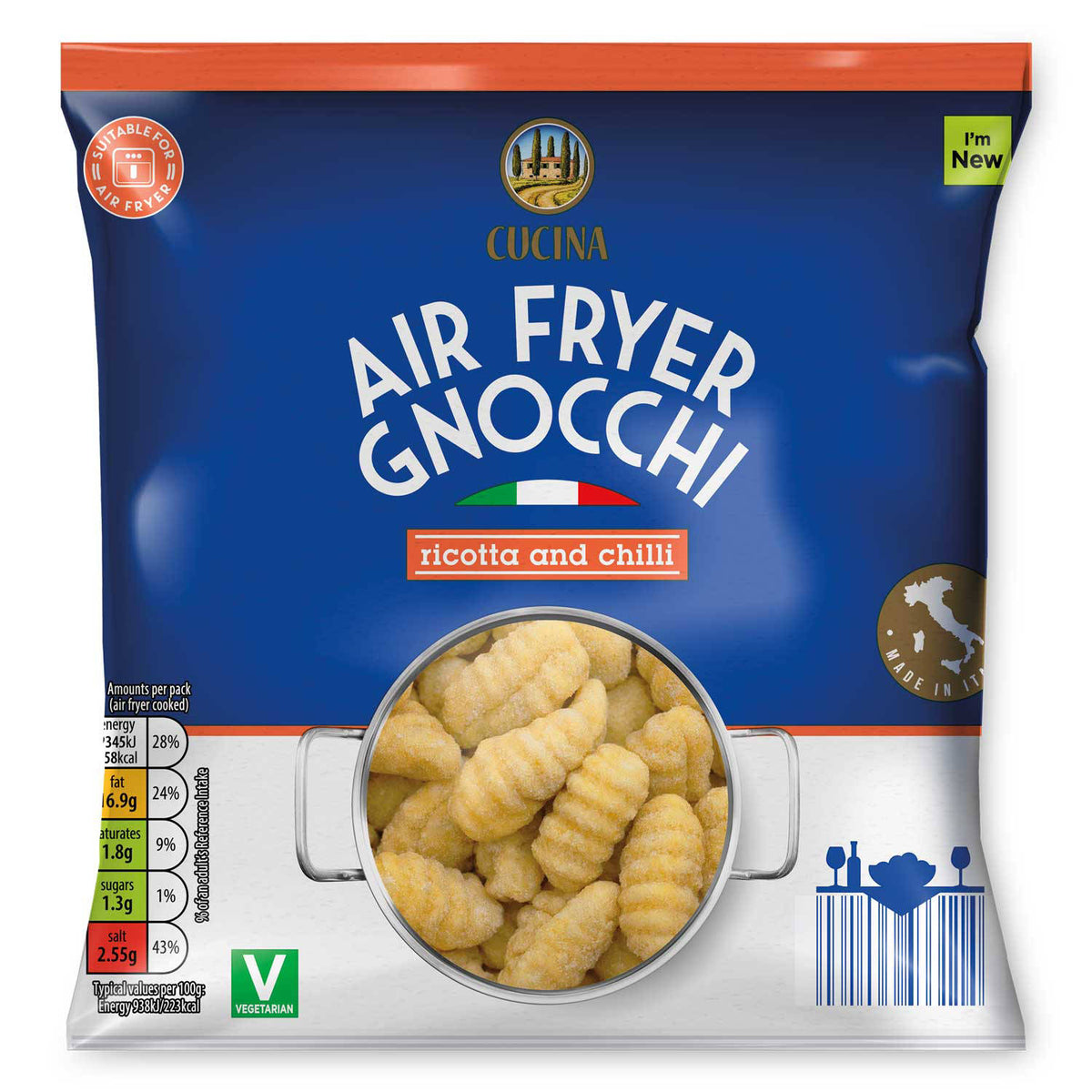 Air fryer gnocchi with ricotta and chilli, imported from the UK
