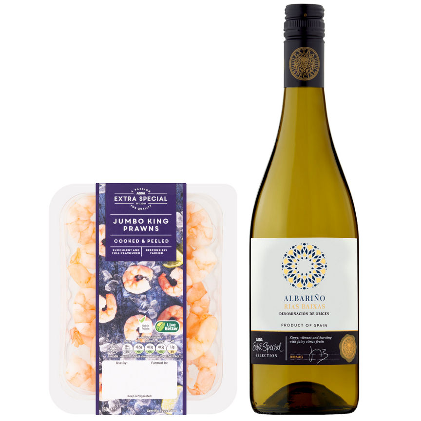 Albarino Rios Baixas & Jumbo King Prawns Wine Pairing Bundle GOODS ASDA   