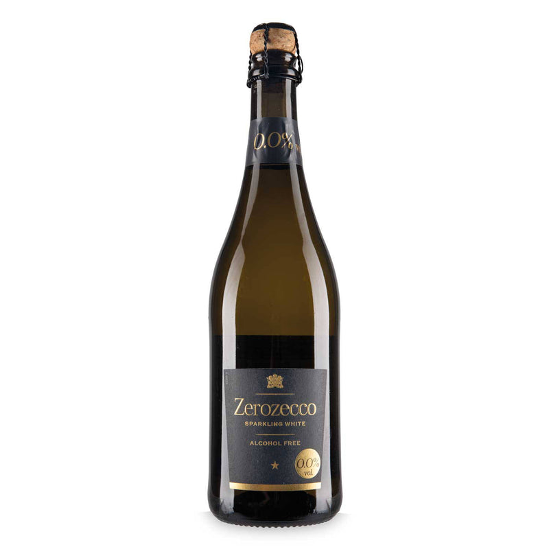 Alcohol-free sparkling white wine with fruity notes (British brand)