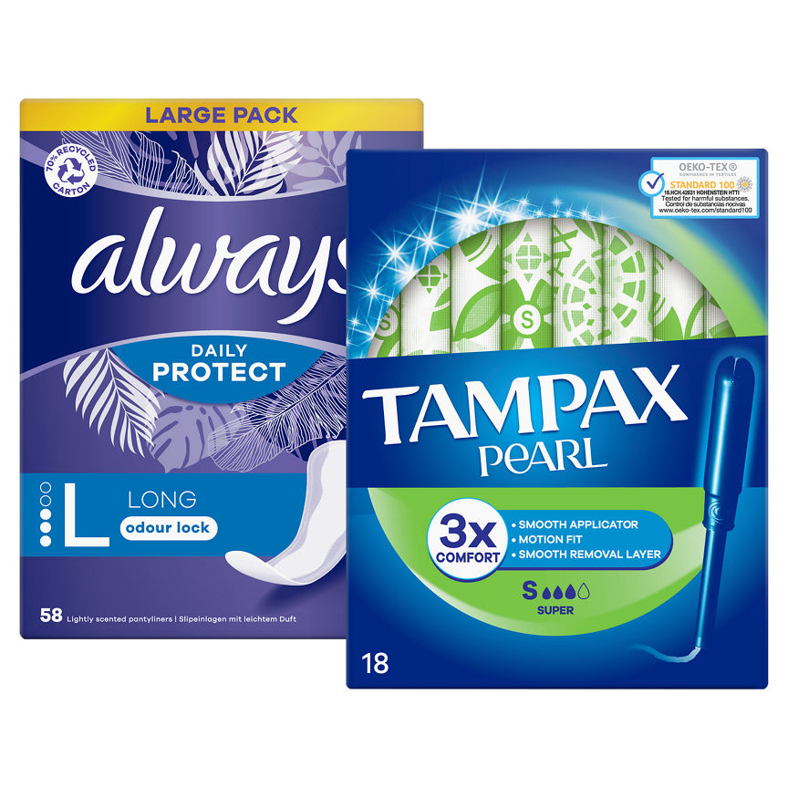 Always Long Panty Liners & Tampax Super Bundle GOODS ASDA   