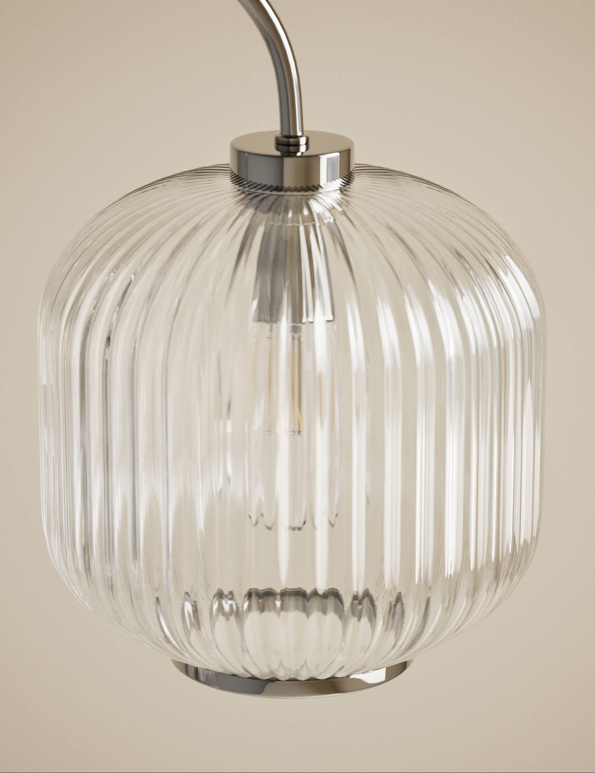 Amelia ridged floor lamp with polished chrome finish, UK version