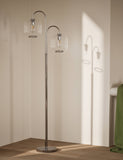 Amelia ridged floor lamp with polished chrome finish, UK version