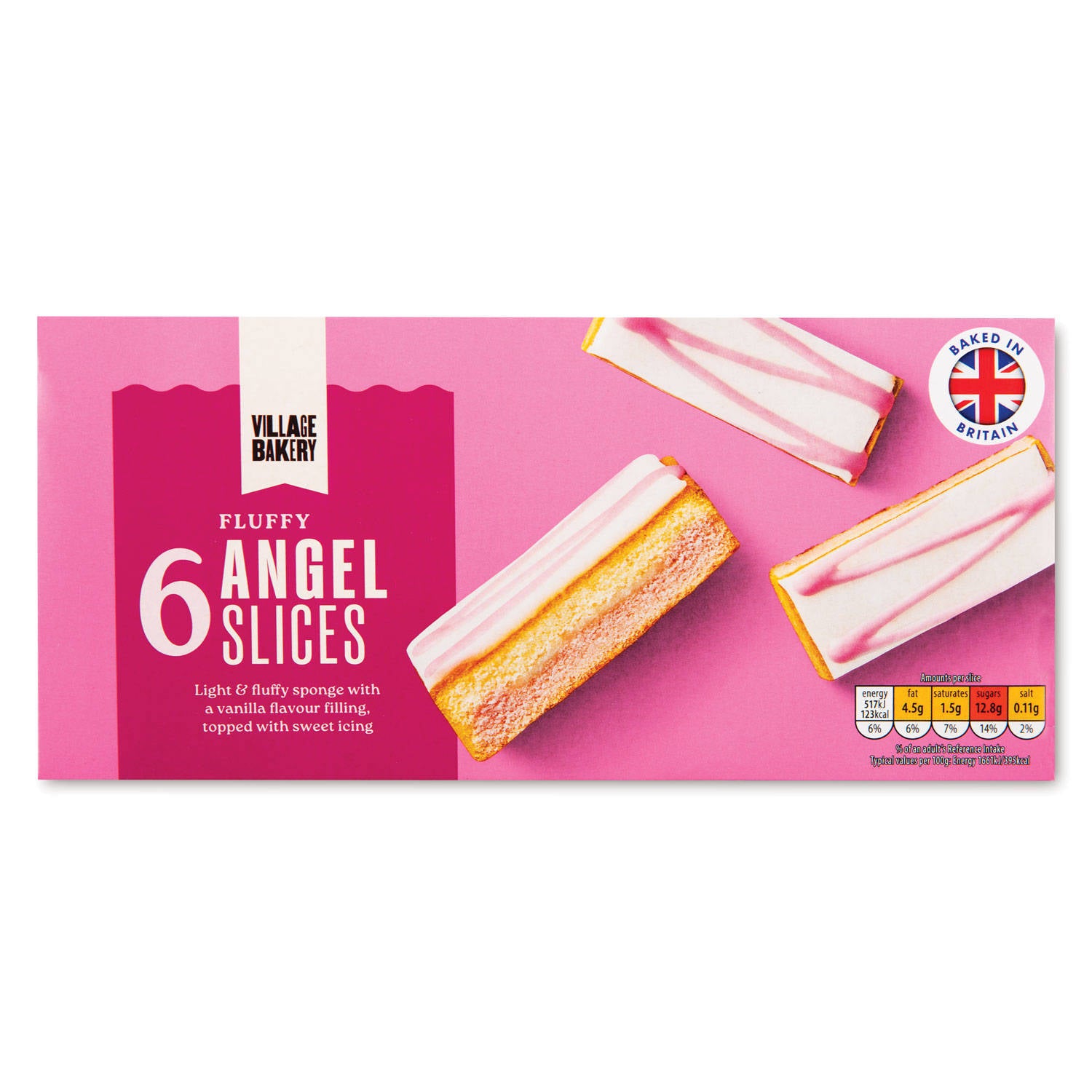 Angel cake slices 165g, six portions, imported from the UK