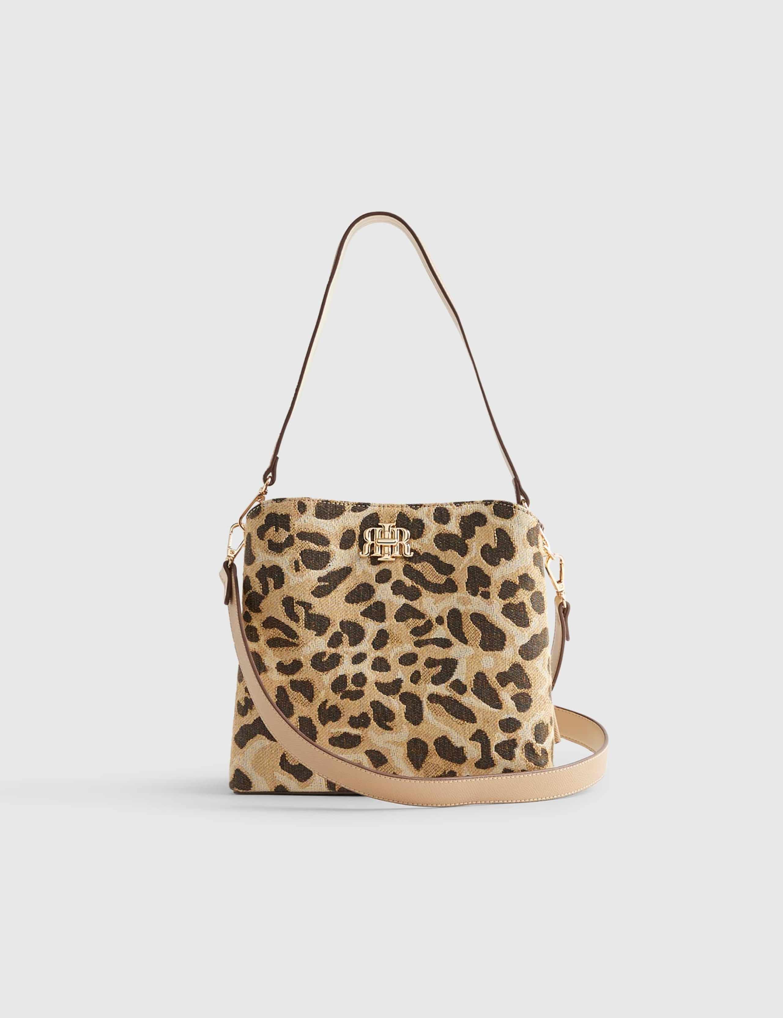 River Island top handle animal print bucket bag, UK version