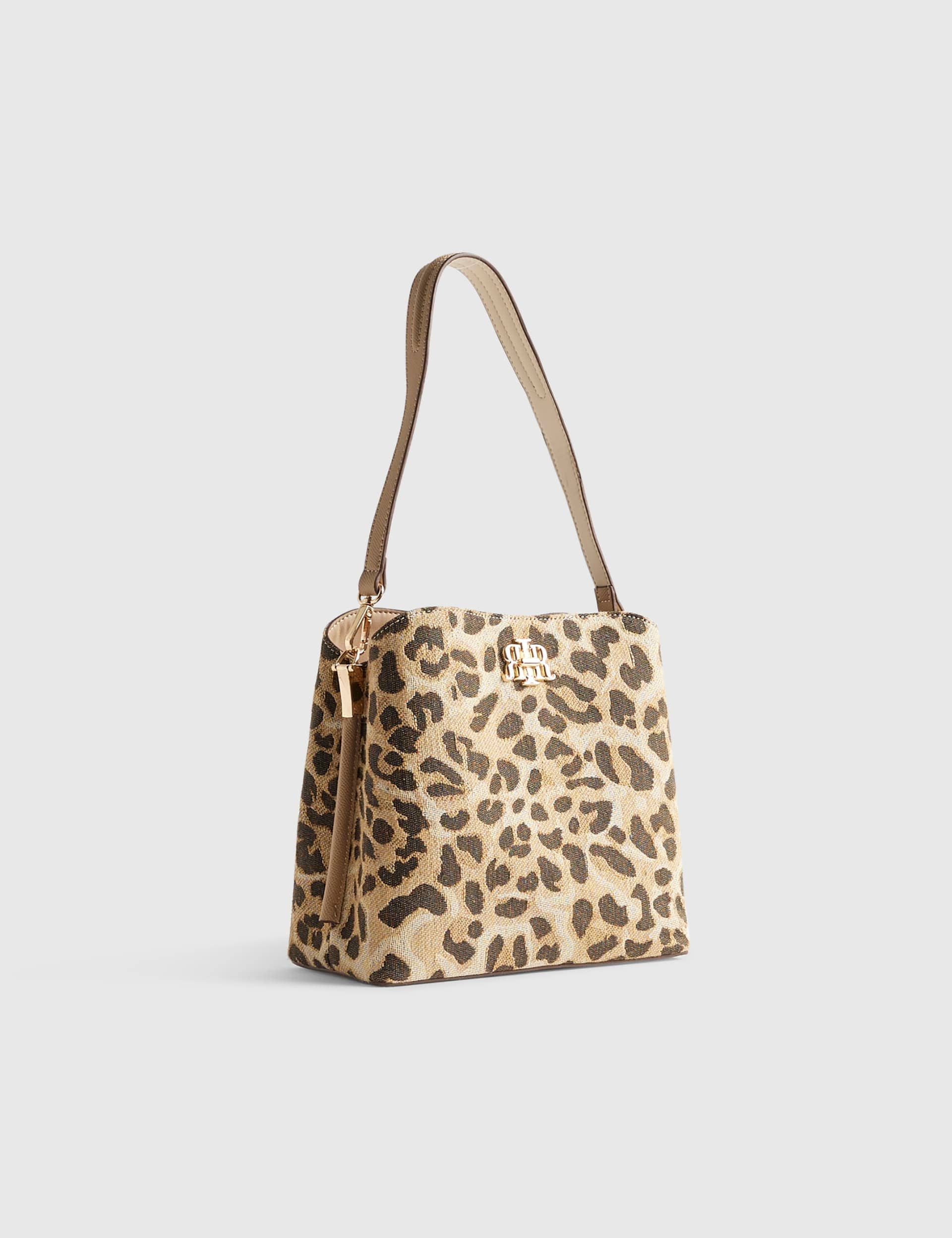 River Island top handle animal print bucket bag, UK version