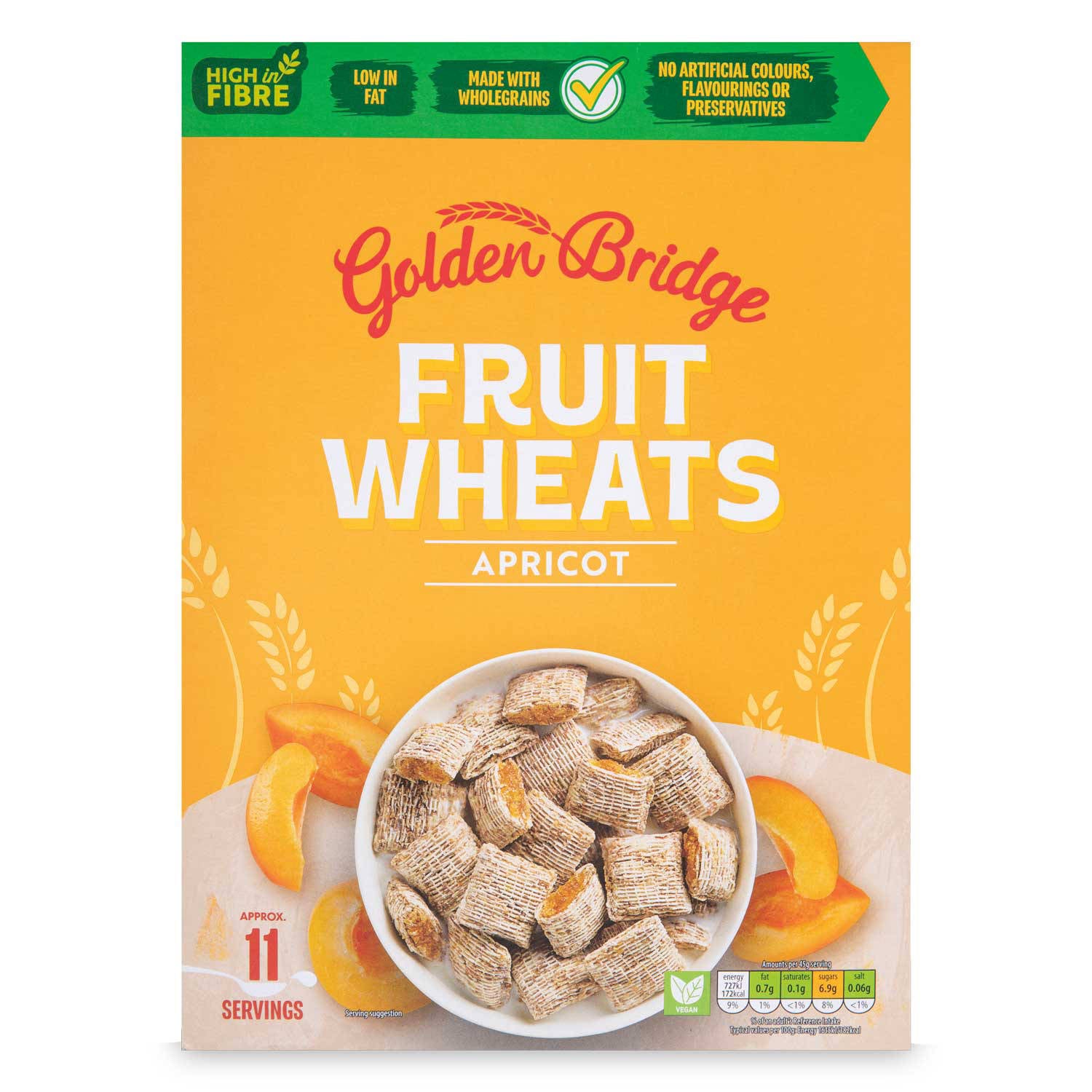 Apricot Fruit Wheats cereal, wholegrain breakfast (British brand)