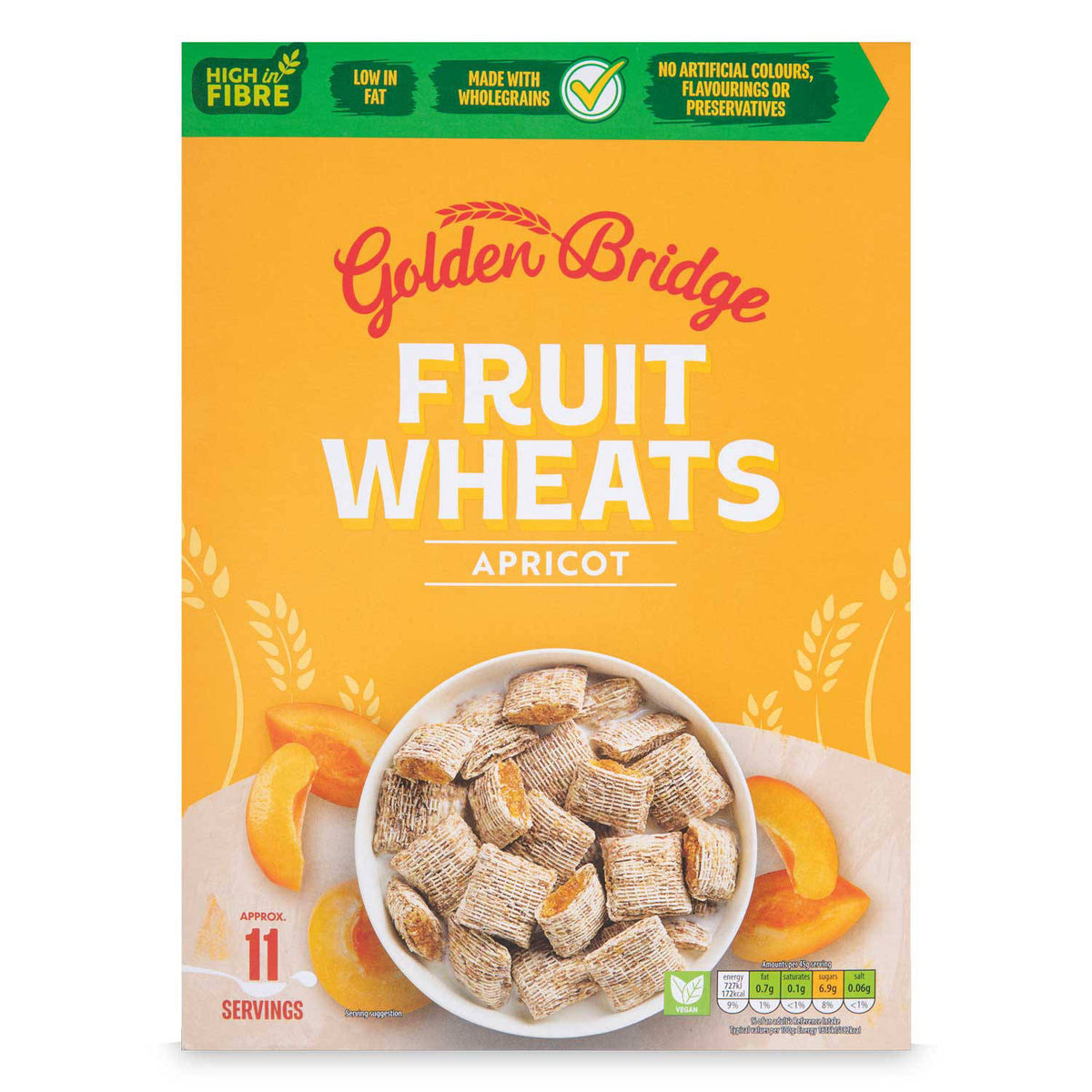 Apricot Fruit Wheats cereal, wholegrain breakfast (British brand)