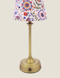 Joules rechargeable table lamp with hand-drawn floral shade, imported from the UK