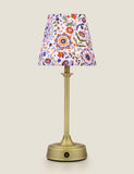Joules rechargeable table lamp with hand-drawn floral shade, imported from the UK