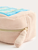 Spacious Aquarius Design Toiletry Bag with Embroidery and Tassel Pull