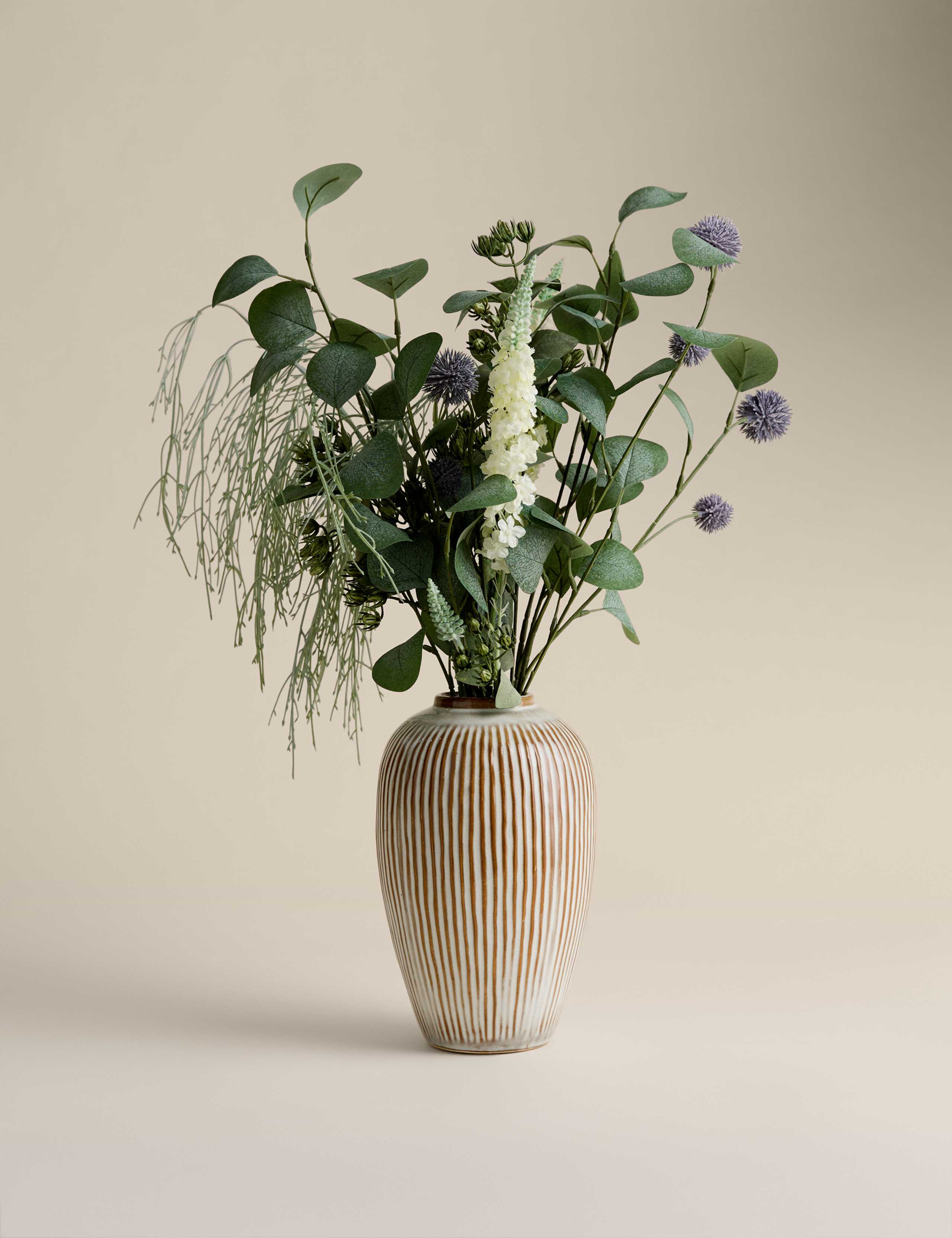 Artificial flower arrangement with vase 62 cm tall, imported from the UK