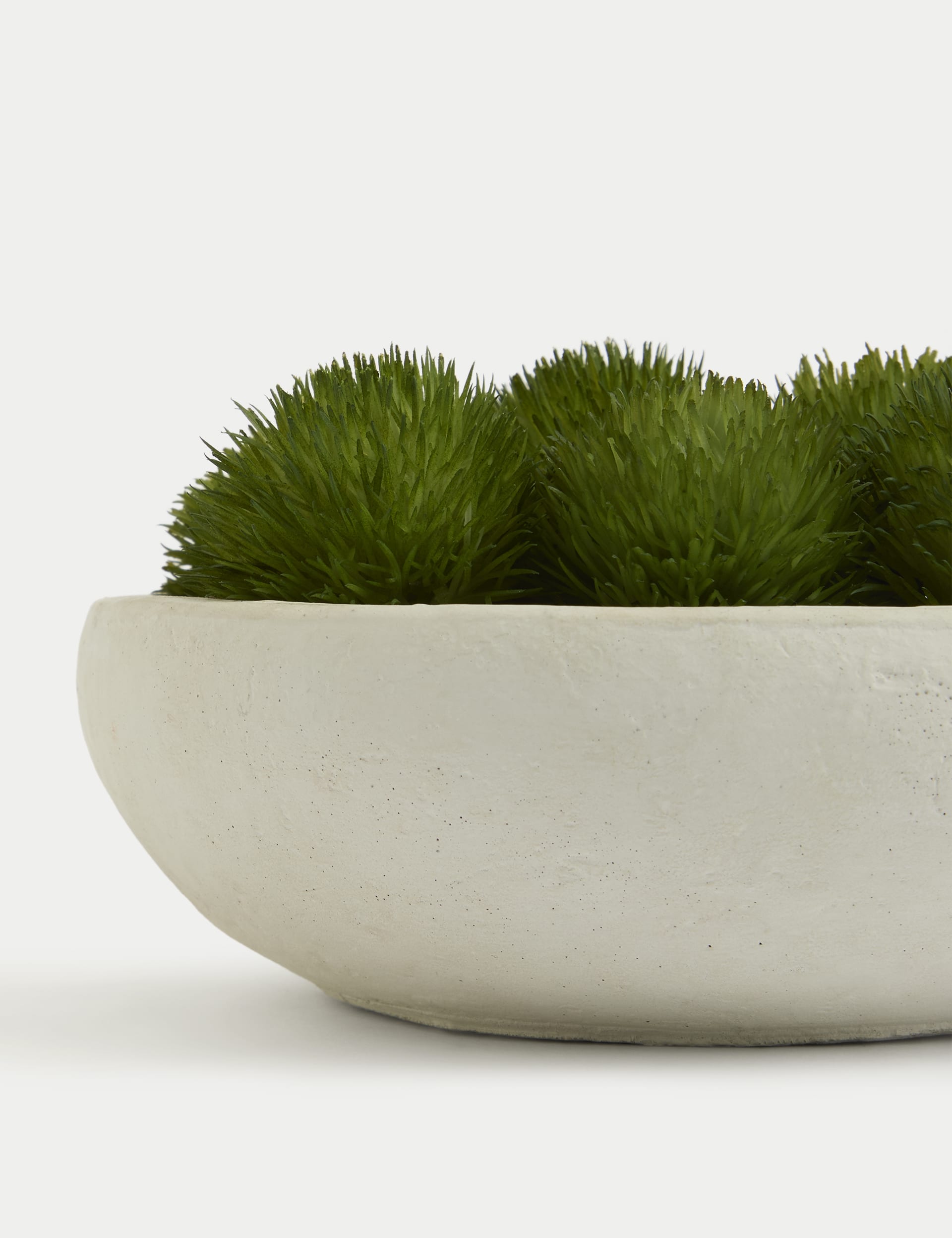 Artificial moss in concrete bowl decorative plant, 20 cm wide - British product